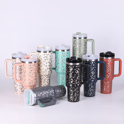 40oz Insulated Stainless Steel Tumbler – Handle, Straw & Lid