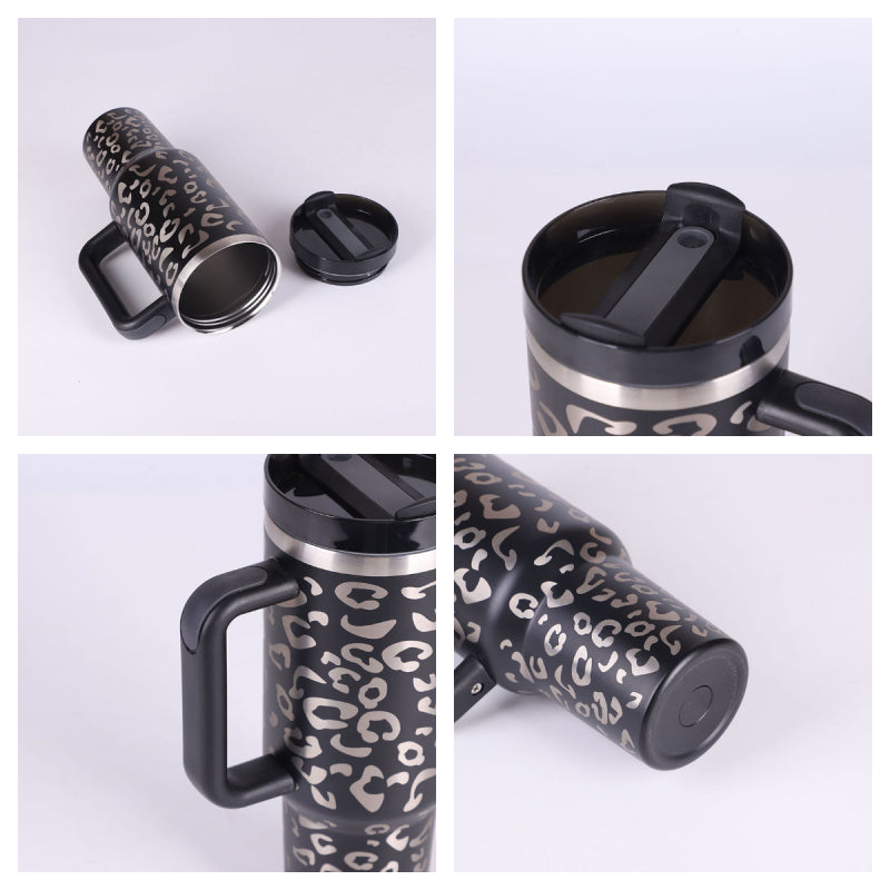 40oz Insulated Stainless Steel Tumbler – Handle, Straw & Lid
