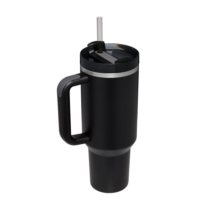 40oz Insulated Stainless Steel Tumbler – Handle, Straw & Lid